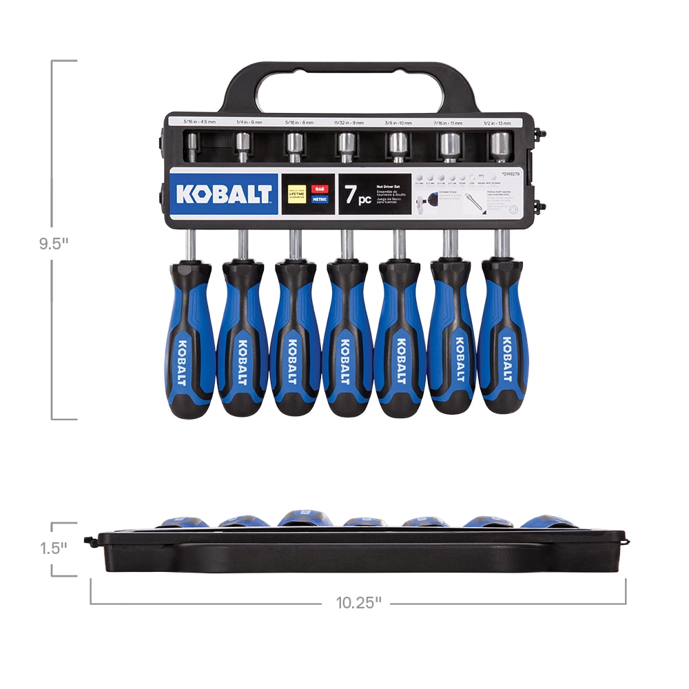 Set de 7 llaves de tuercas Kobalt Spline, SAE y métricas, modelo 87050