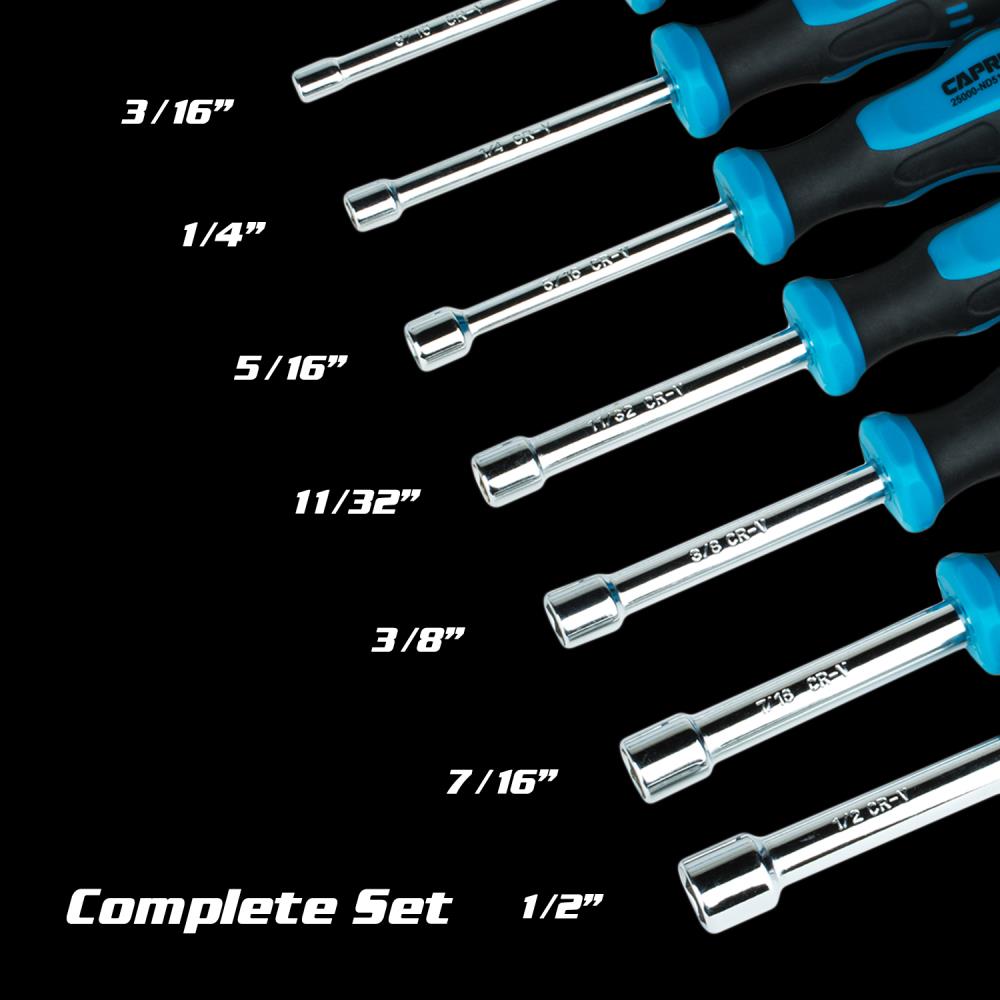 Juego de 7 piezas de controladores de tuercas hexagonales estándar (SAE) Capri Tools CP25000-NDS7H3PS