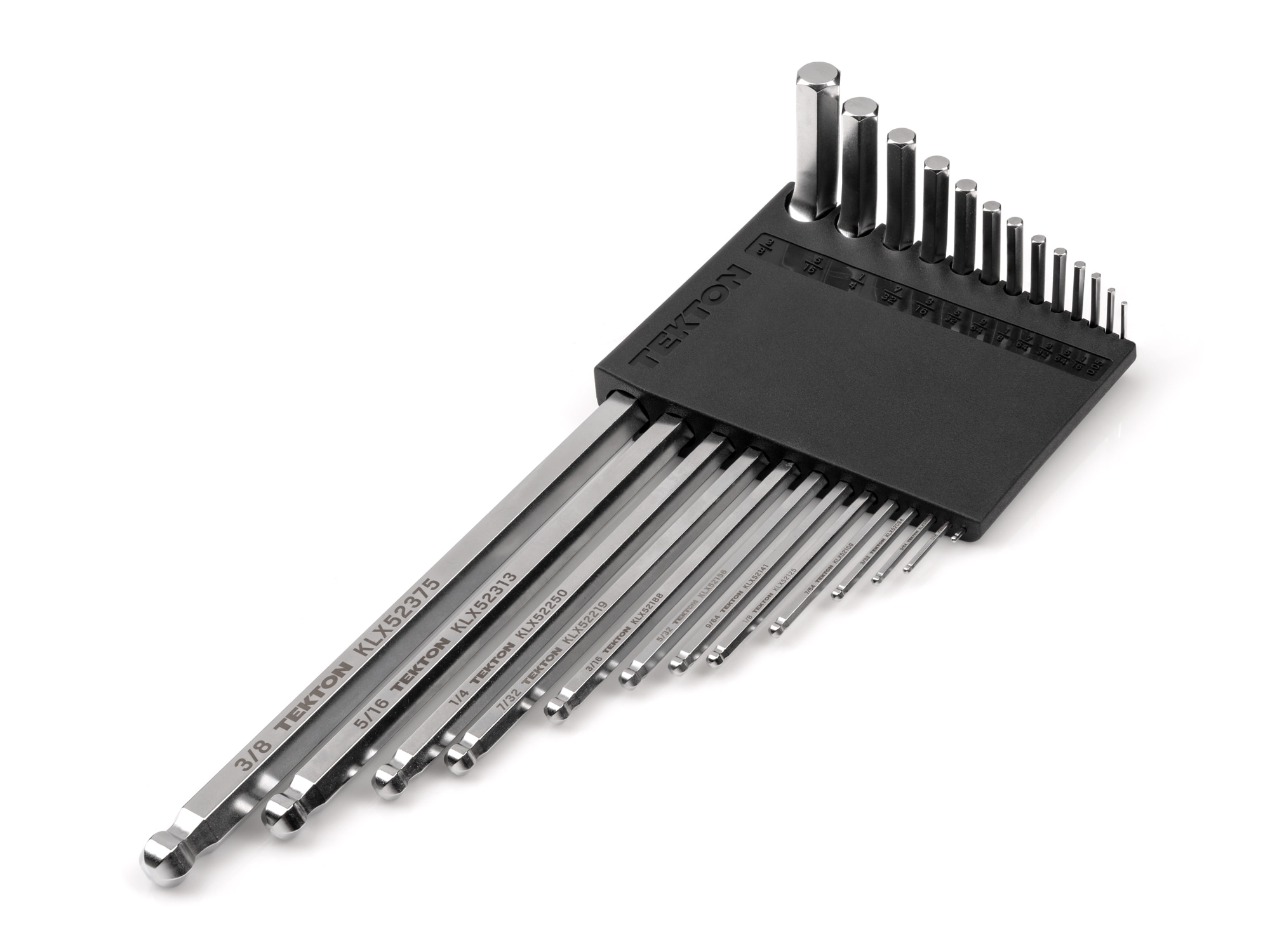 Juego de llaves hexagonales de bola TEKTON de 0.050 a 3/8 de pulgada, surtido estándar (SAE) de 13 piezas, modelo KLX91101