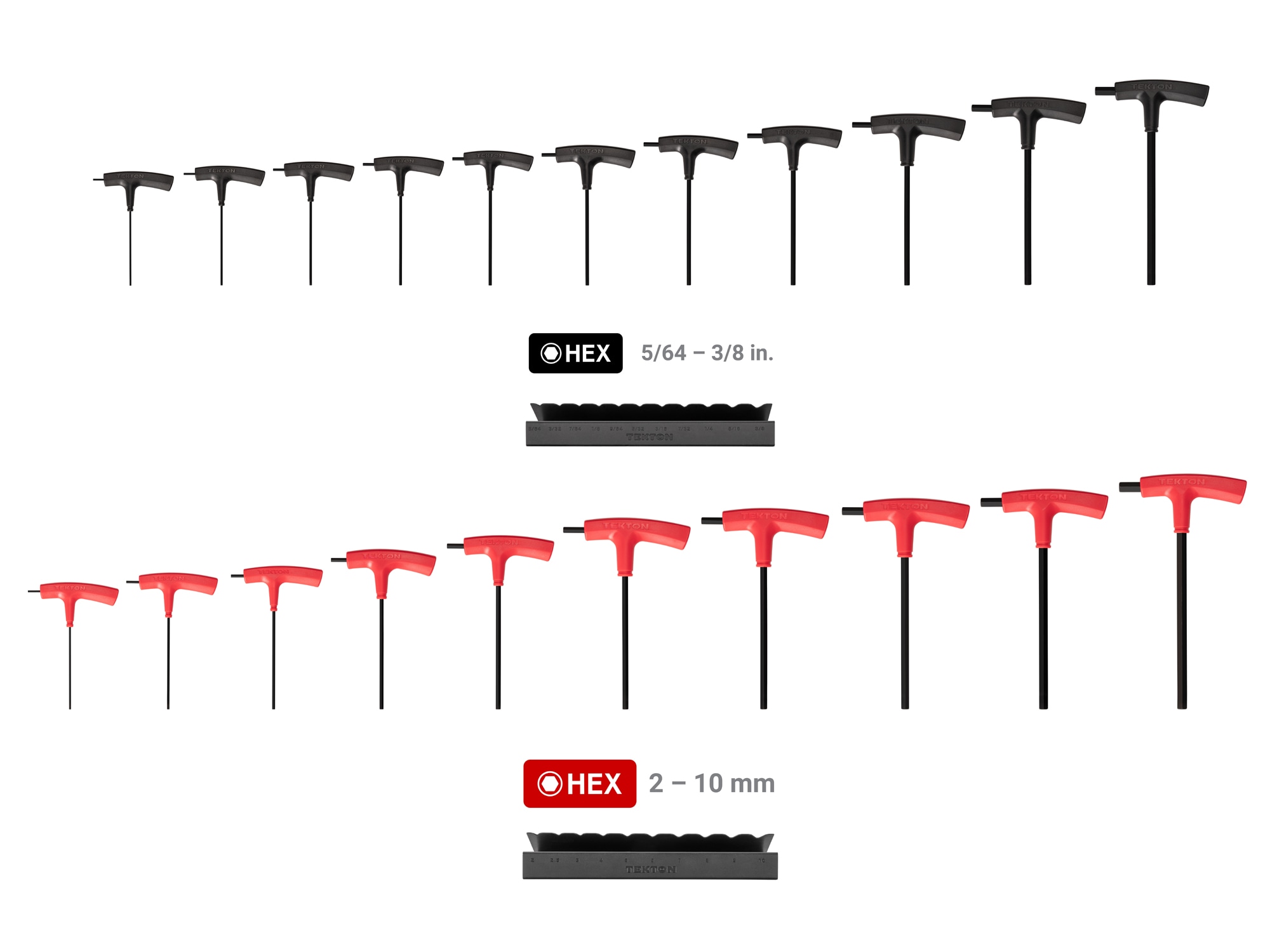 Juego de llaves hexagonales TEKTON surtidas T-Handle Estándar (SAE) y métricas 21 piezas combinadas modelo KTX92302
