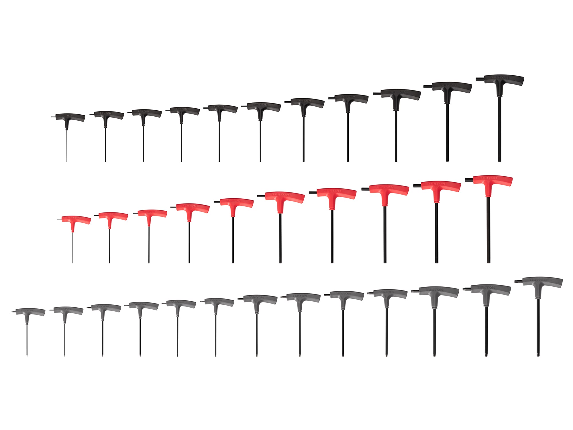Juego de llaves hexagonales/Torx TEKTON surtido de mango en T-Standard (SAE) y métrico combinado de 34 piezas KEY90002