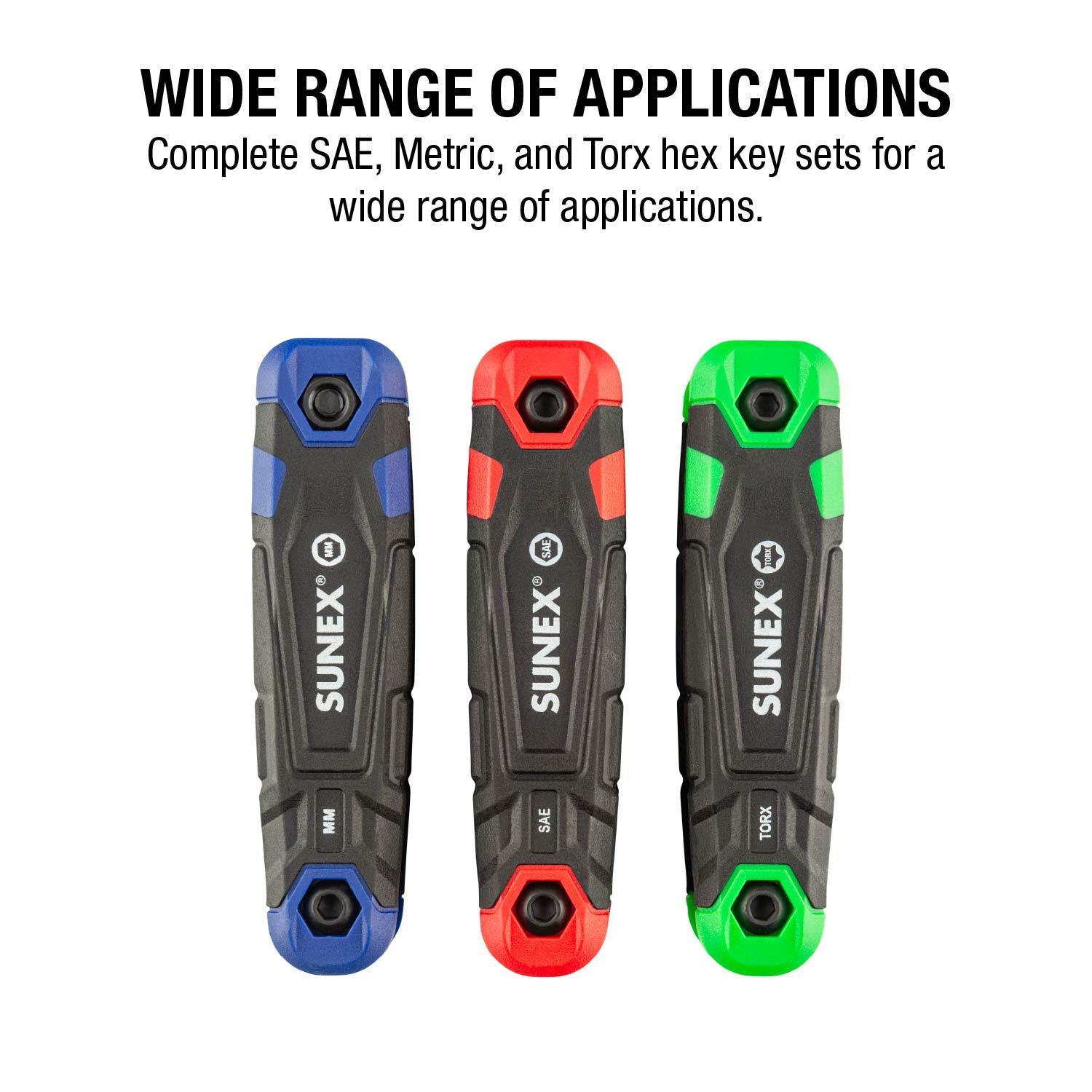 Juego de 25 llaves hexagonales/torx estándar (SAE) y métricas combinadas SUNEX TOOLS 98525F