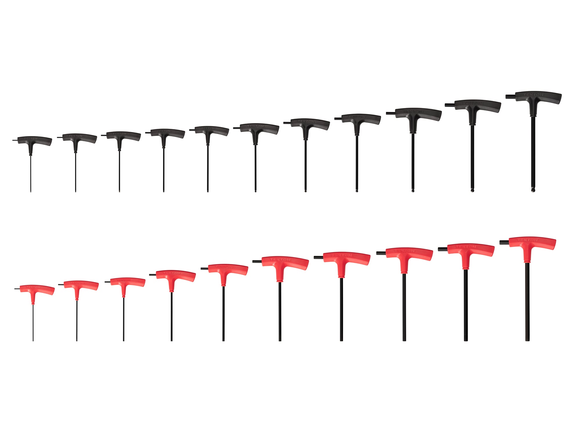 Juego de llaves hexagonales TEKTON surtidas T-Handle estándar (SAE) y métricas combinadas de 21 piezas modelo KTX90302