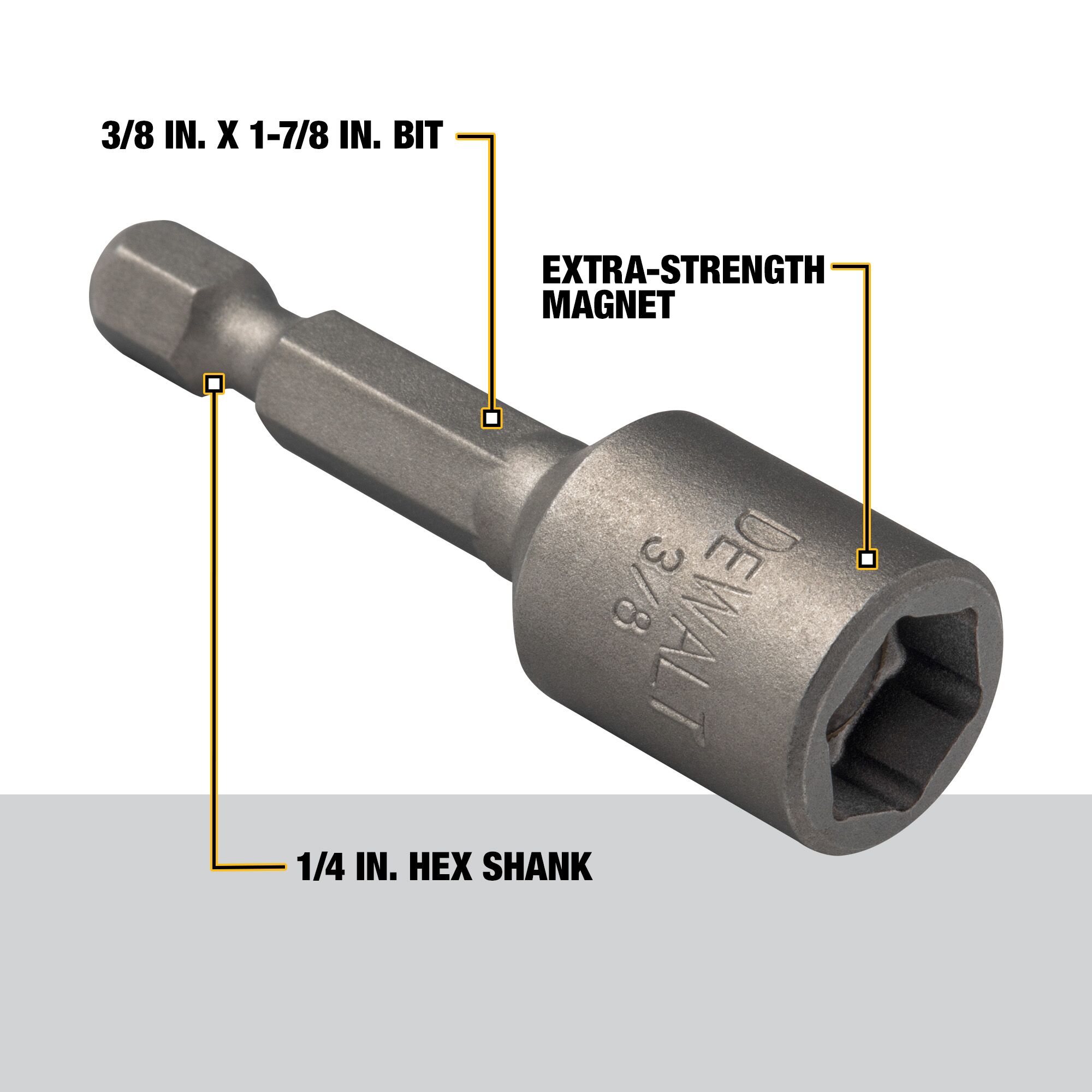 Broca para tuerca hexagonal DEWALT 3/8 pulg. x 1-7/8 pulg. DW2220