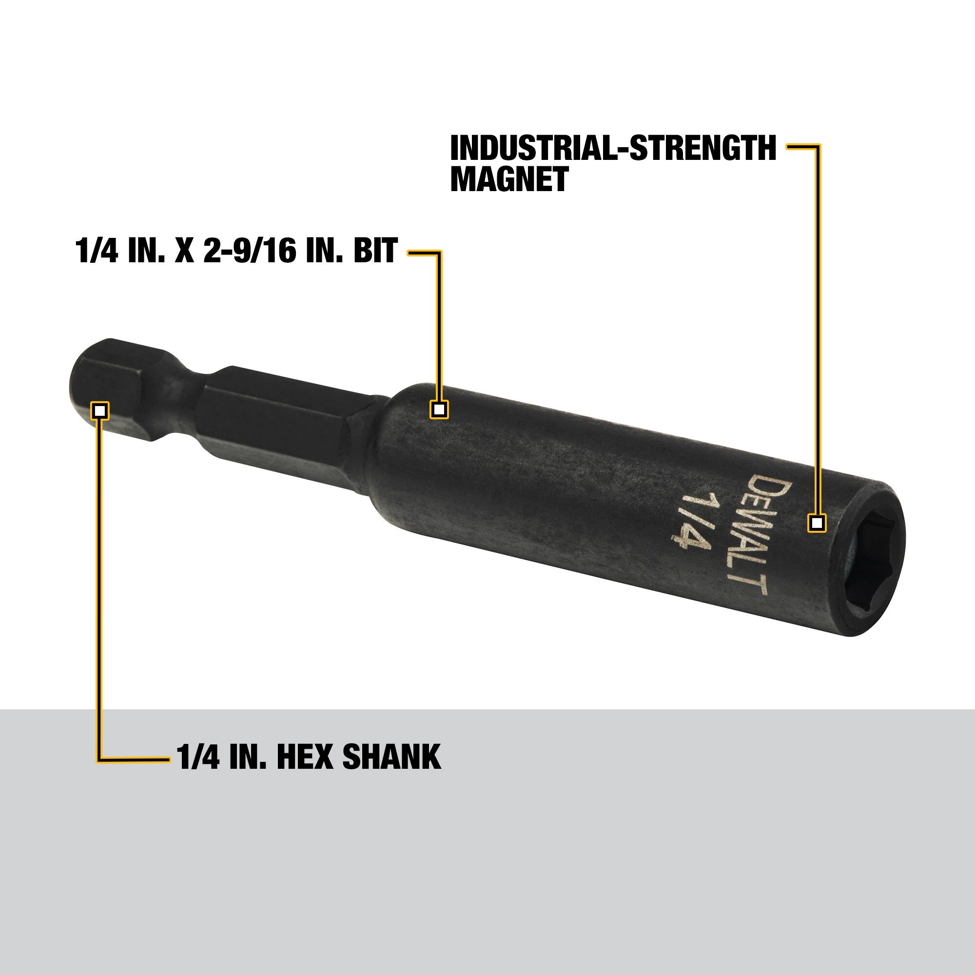 DEWALT 1/4 pulgadas x 2-9/16 pulgadas Llave de dado hexagonal DW2221IR