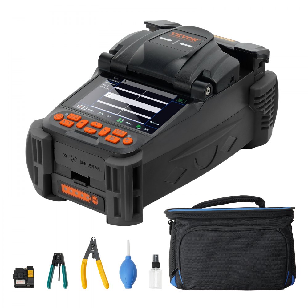 VEVOR Fiber Fusion Splicer 6 Motors, Core Alignment Fiber Optic Fusion Splicer with 4" Digital LCD Screen, Image Storage, 3 in 1 Auto Focus Optical Fiber Holder Cleaver Kit 5-6s Splicing 9-25s Heating - GXRJJXXDZ6MC0WBPGV5