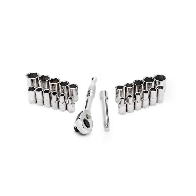 Juego de dados estándar Husky de 1/4 de pulgada (24 piezas) con trinquete de unidad SAE/métrico - H4D24PCSWS