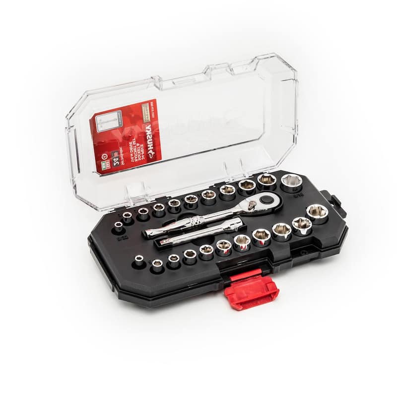 Juego de dados estándar Husky de 1/4 de pulgada (24 piezas) con trinquete de unidad SAE/métrico - H4D24PCSWS