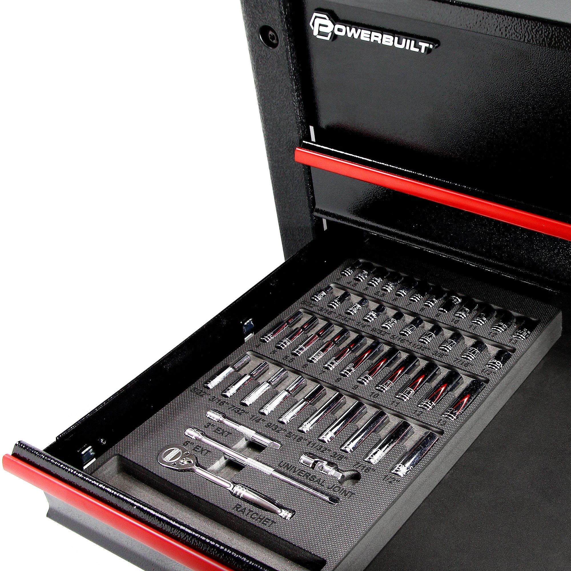Juego de dados profundos y superficiales estándar (SAE) y métricos Powerbuilt de 1/4 de pulgada 47 piezas 949004