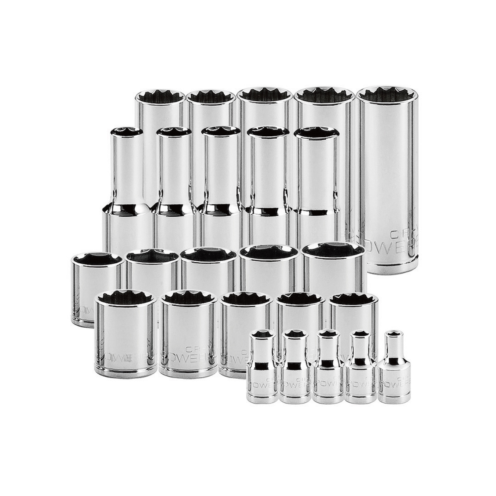 Juego de dados profundos y superficiales estándar (SAE) y métricos Powerbuilt de 1/4 de pulgada 47 piezas 949004