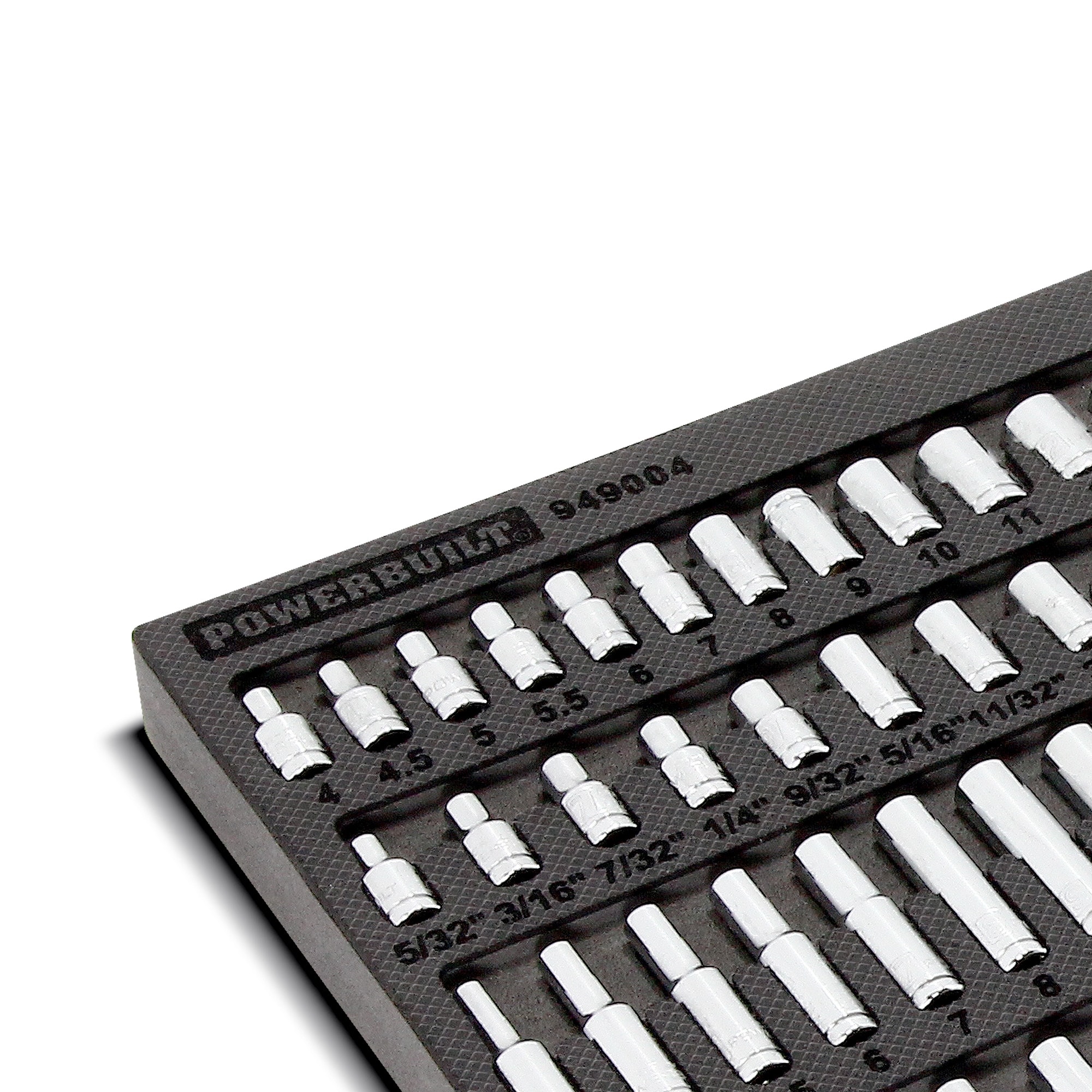 Juego de dados profundos y superficiales estándar (SAE) y métricos Powerbuilt de 1/4 de pulgada 47 piezas 949004
