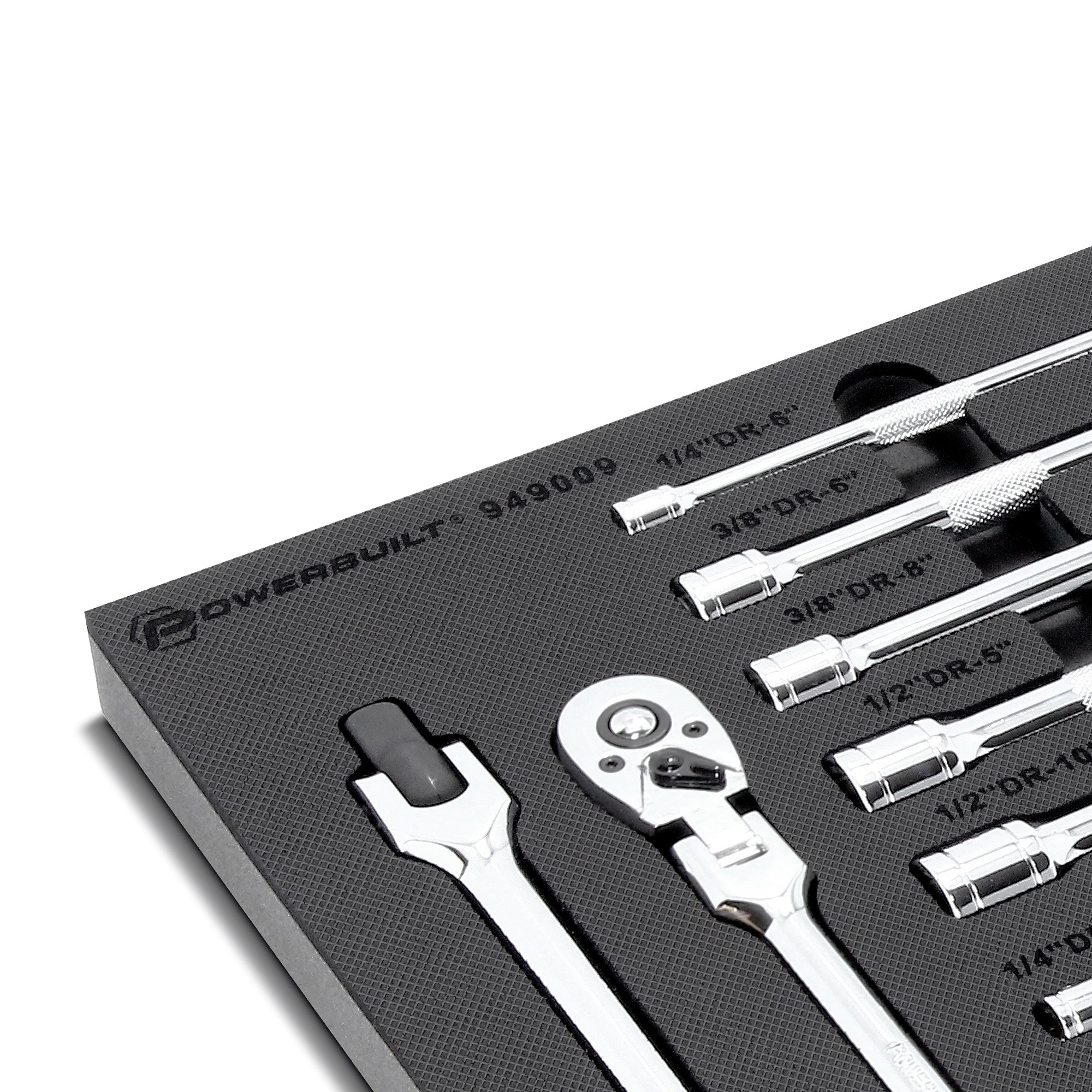 Juego de 16 piezas Powerbuilt 1/4-in a 1/2-in Drive Standard (SAE) y Metric Intermediate Socket Set 949009