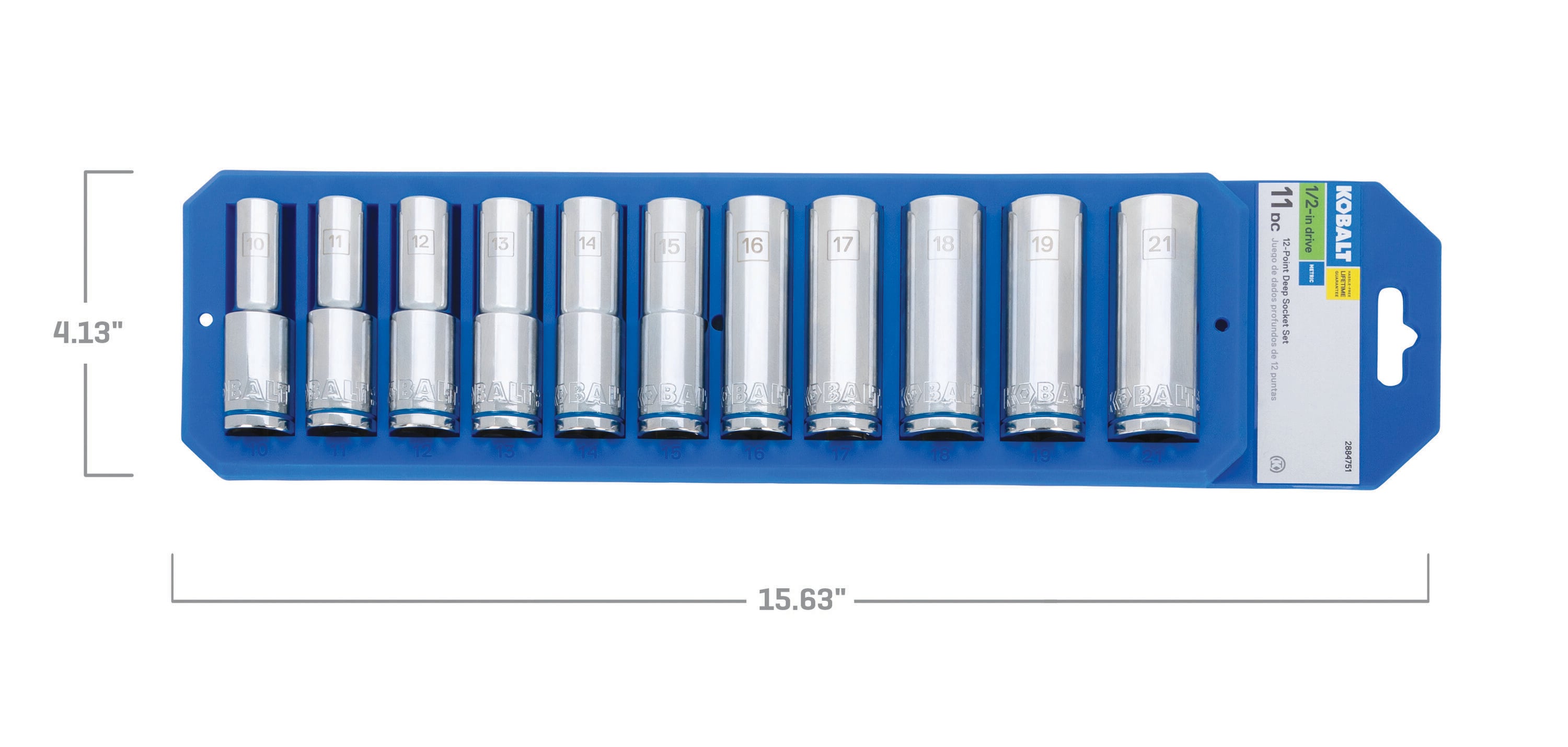 Juego de dados profundos métricos de 1/2 pulgada Kobalt de 11 piezas 81720
