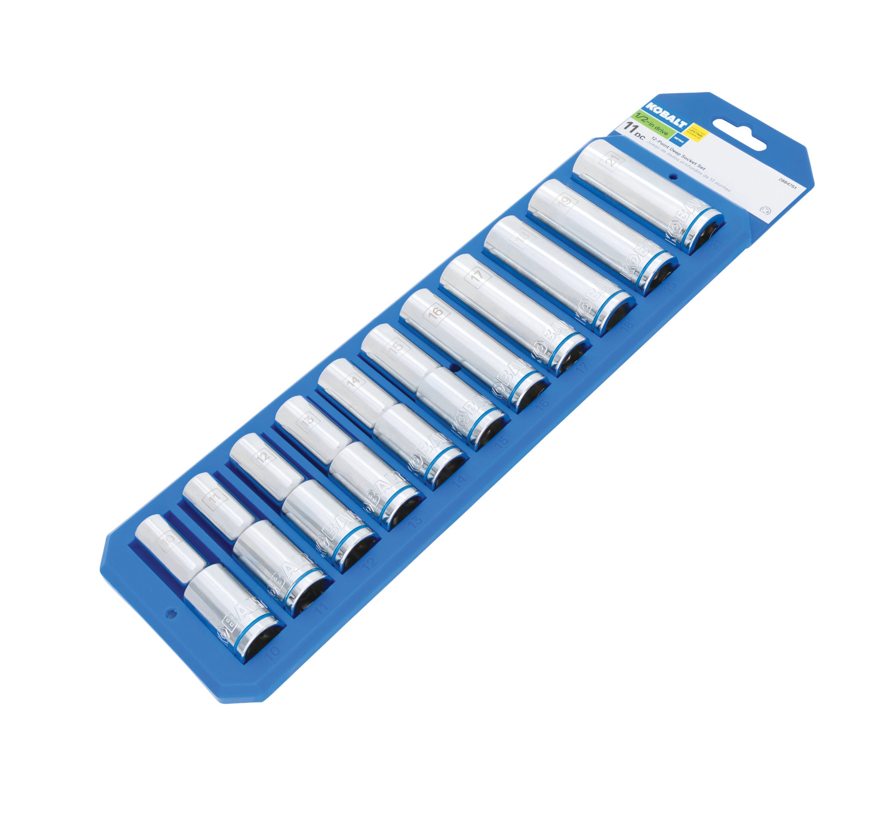 Juego de dados profundos métricos de 1/2 pulgada Kobalt de 11 piezas 81720