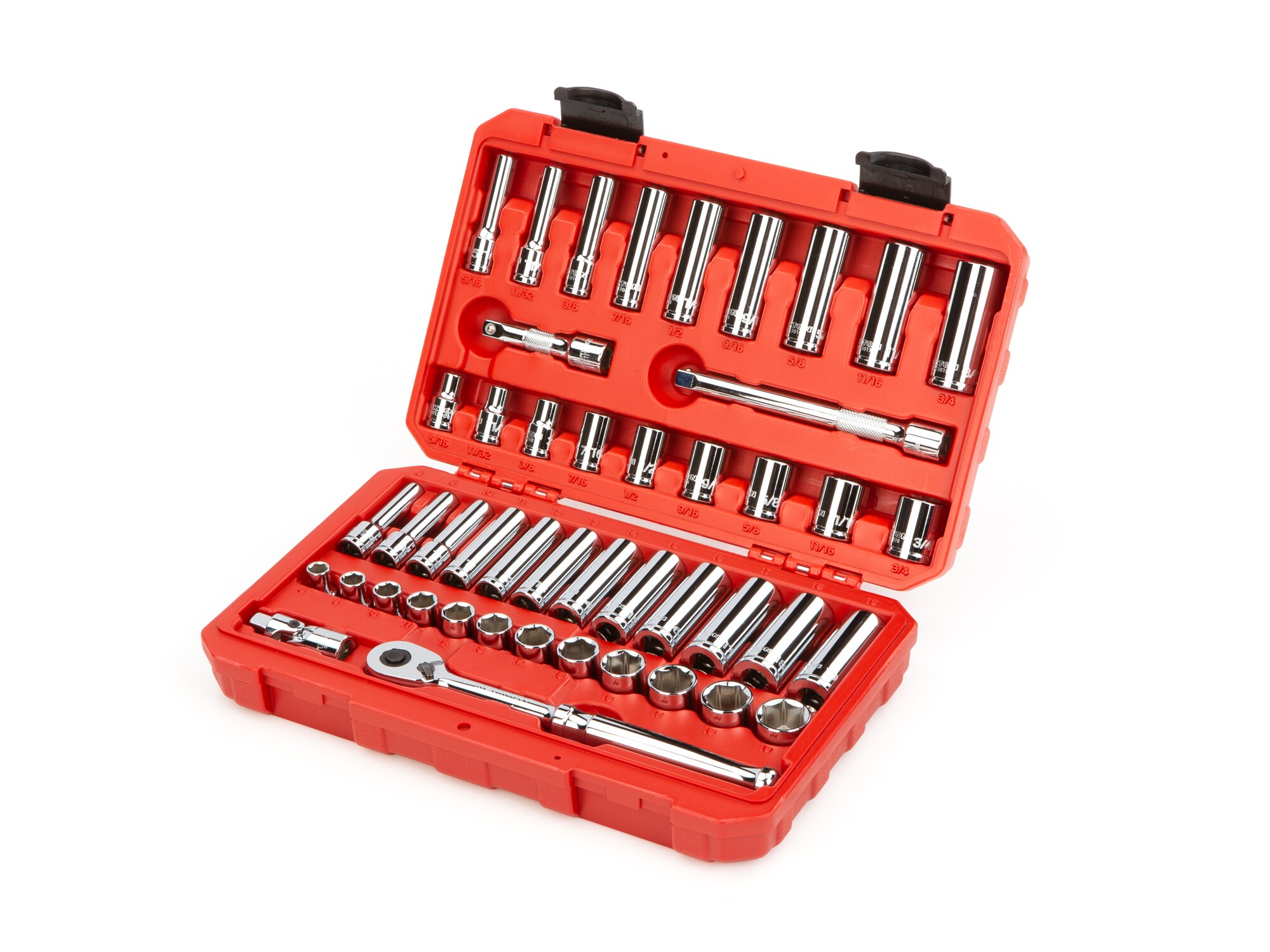 Juego de dados TEKTON de 3/8 pulgadas, estándar (SAE) y métricos, de 47 piezas, de 1/4 a 7/8 pulgadas y de 6 a 19 mm - Modelo SKT15301