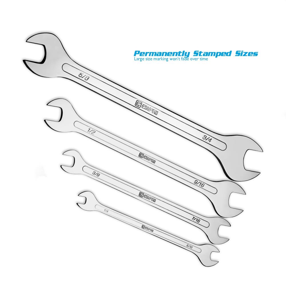 Juego de 4 llaves de extremo abierto estándar de 6 puntas (SAE) de Capri Tools (sin estuche) CP11850-4SRK