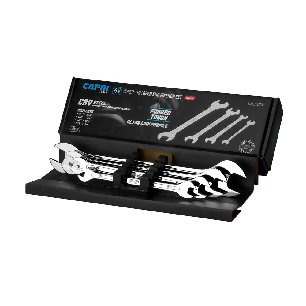 Juego de 4 llaves de extremo abierto estándar de 6 puntas (SAE) de Capri Tools (sin estuche) CP11850-4SRK