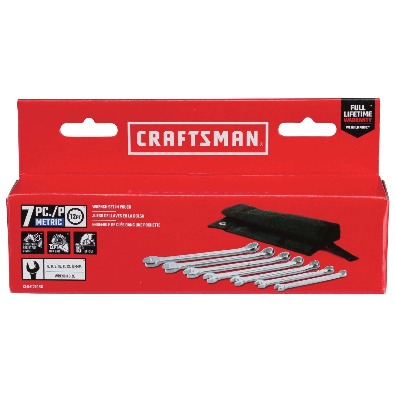 Juego de 7 piezas de llaves de combinación métrica de 12 puntos CRAFTSMAN incluye estuche suave CMMT21086