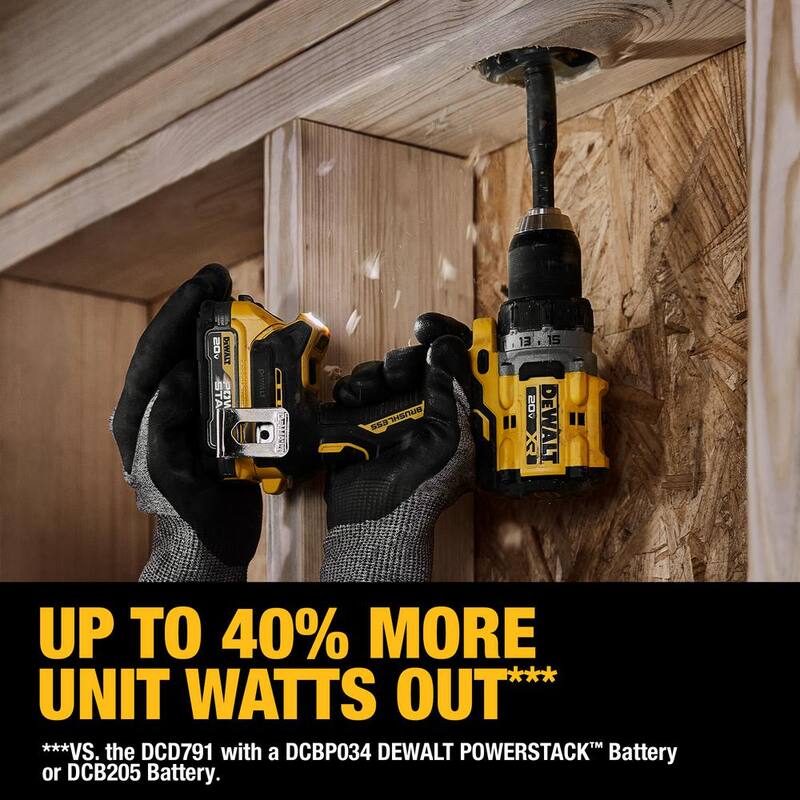 DEWALT 20V MAX XR Juego de taladro/atornillador compacto inalámbrico de iones de litio de 1/2 pulgadas y luz de trabajo con batería de iones de litio de 20V MAX 5.0Ah y cargador - DCD800P1WCL077B