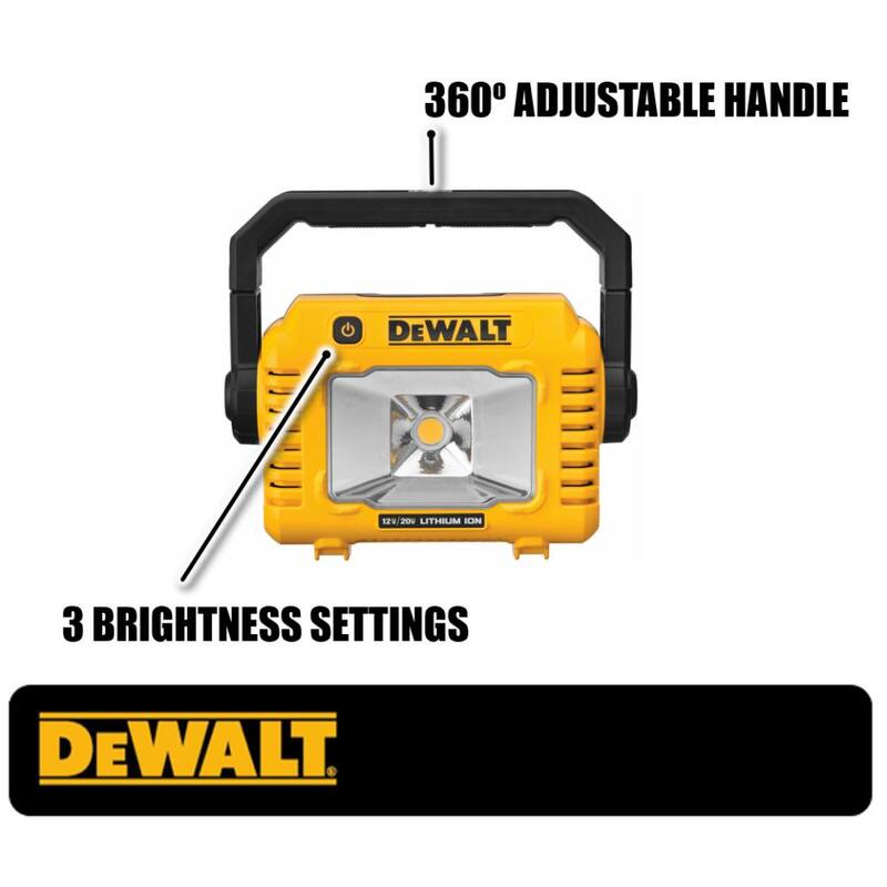 DEWALT 20V MAX XR Juego de taladro/atornillador compacto inalámbrico de iones de litio de 1/2 pulgadas y luz de trabajo con batería de iones de litio de 20V MAX 5.0Ah y cargador - DCD800P1WCL077B