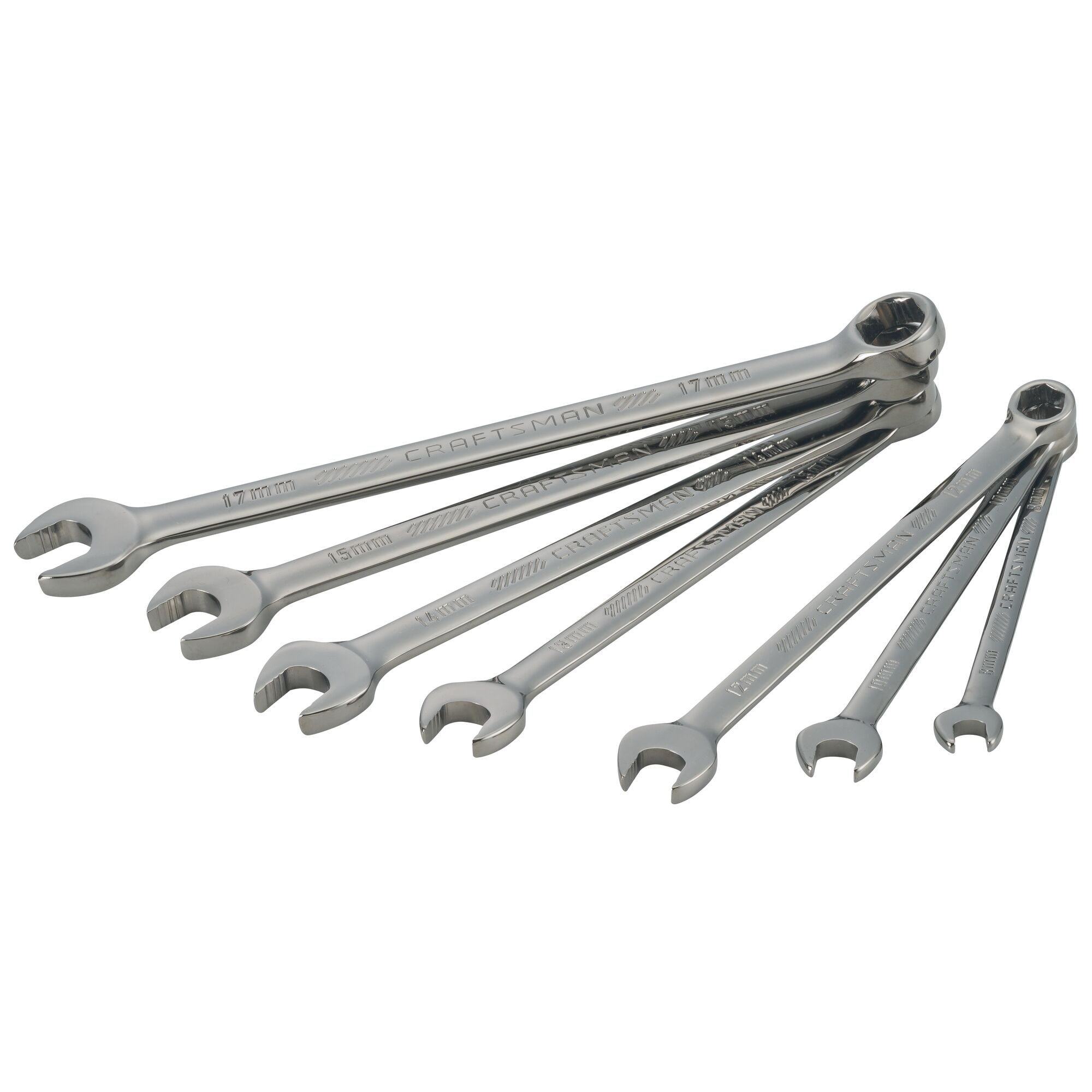 Juego de 7 piezas de llaves combinadas métricas estándar de 6 puntos "CRAFTSMAN OVERDRIVE" con estuche resistente - CMMT87807