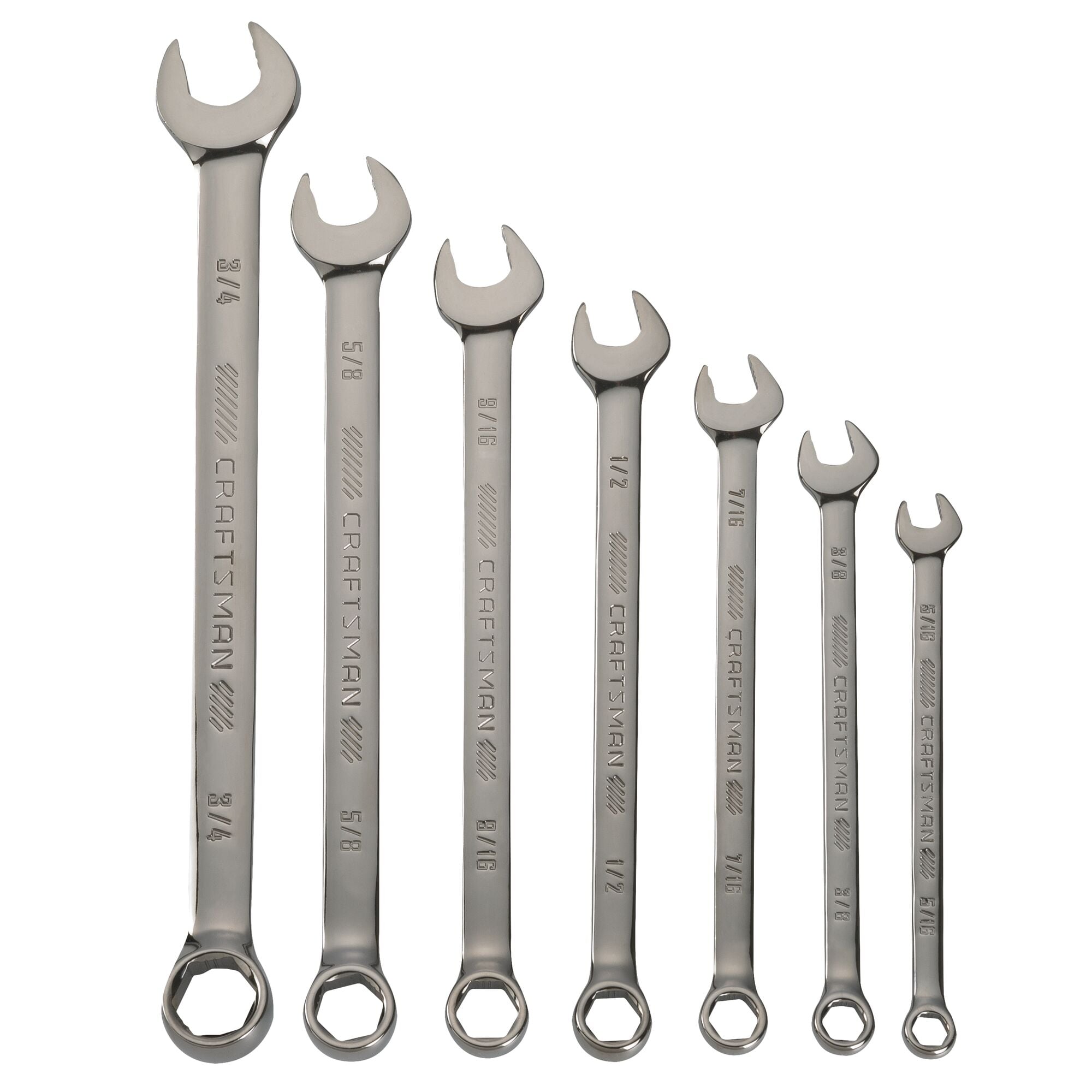 Juego de 7 piezas de llaves combinadas estándar de 6 puntos CRAFTSMAN OVERDRIVE con estuche resistente incluido - Sistema Standard (SAE)