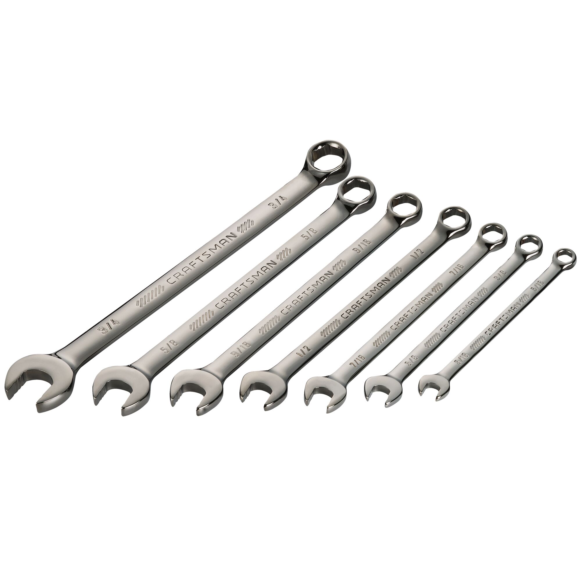 Juego de 7 piezas de llaves combinadas estándar de 6 puntos CRAFTSMAN OVERDRIVE con estuche resistente incluido - Sistema Standard (SAE)