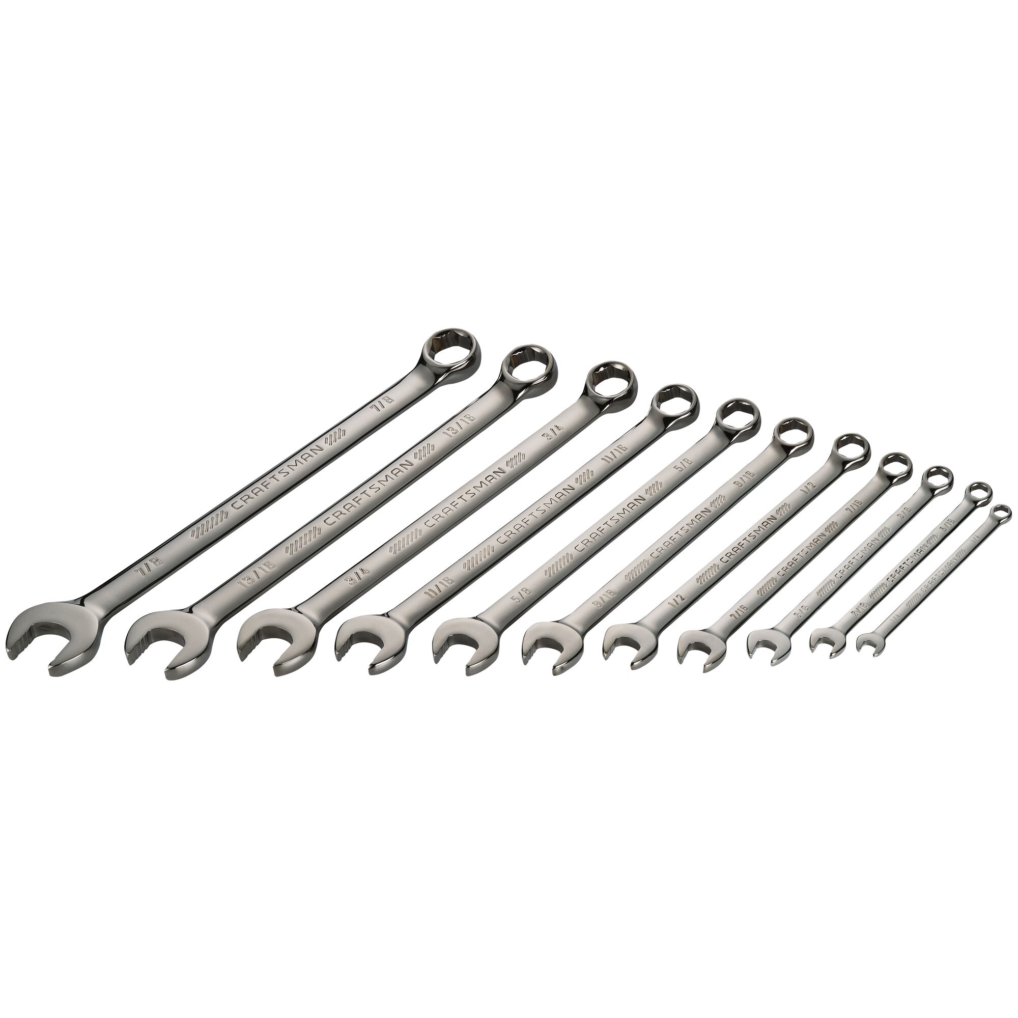 Juego de 11 piezas de llaves combinadas estándar de 6 puntos (SAE) OVERDRIVE de CRAFTSMAN incluye estuche rígido CMMT87711
