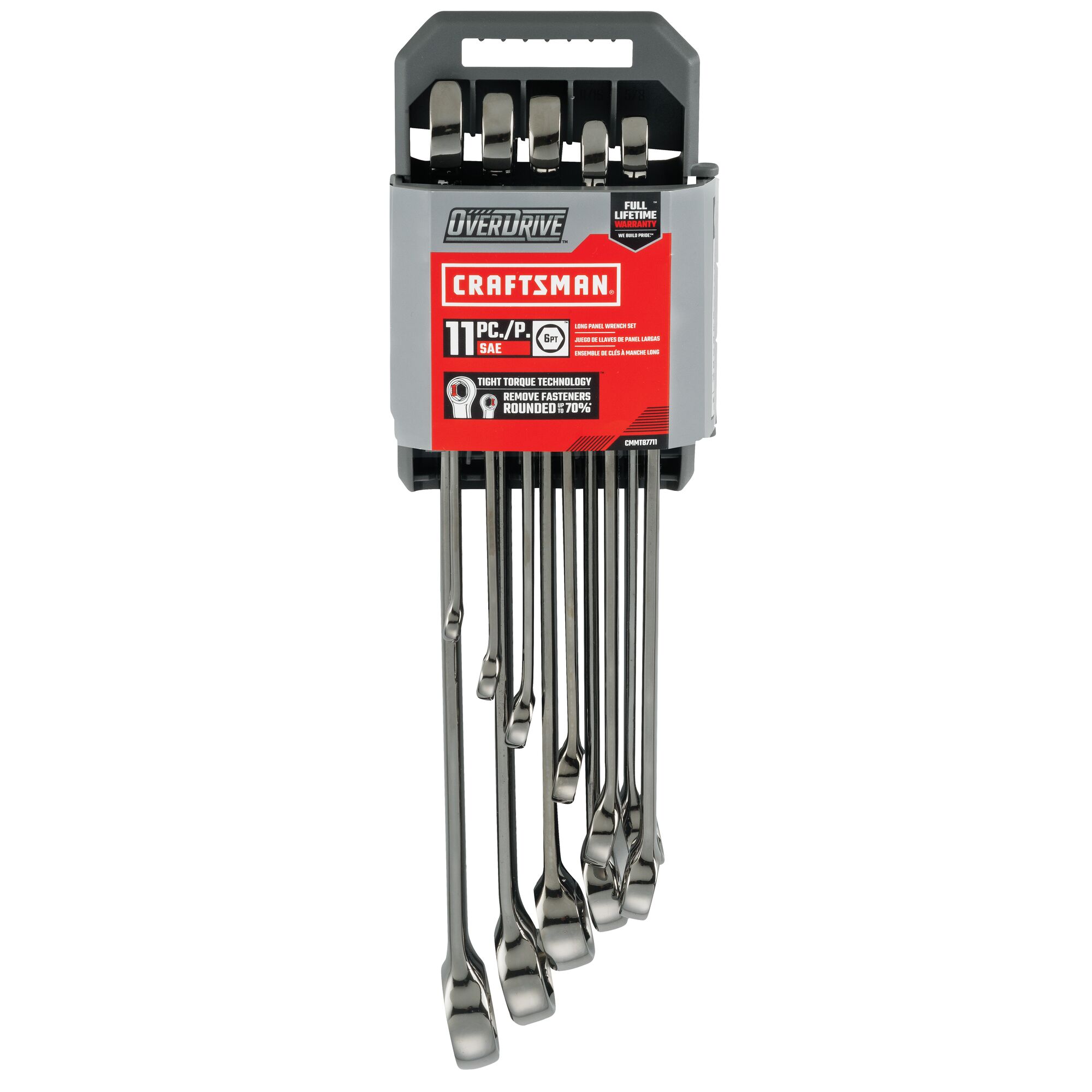 Juego de 11 piezas de llaves combinadas estándar de 6 puntos (SAE) OVERDRIVE de CRAFTSMAN incluye estuche rígido CMMT87711