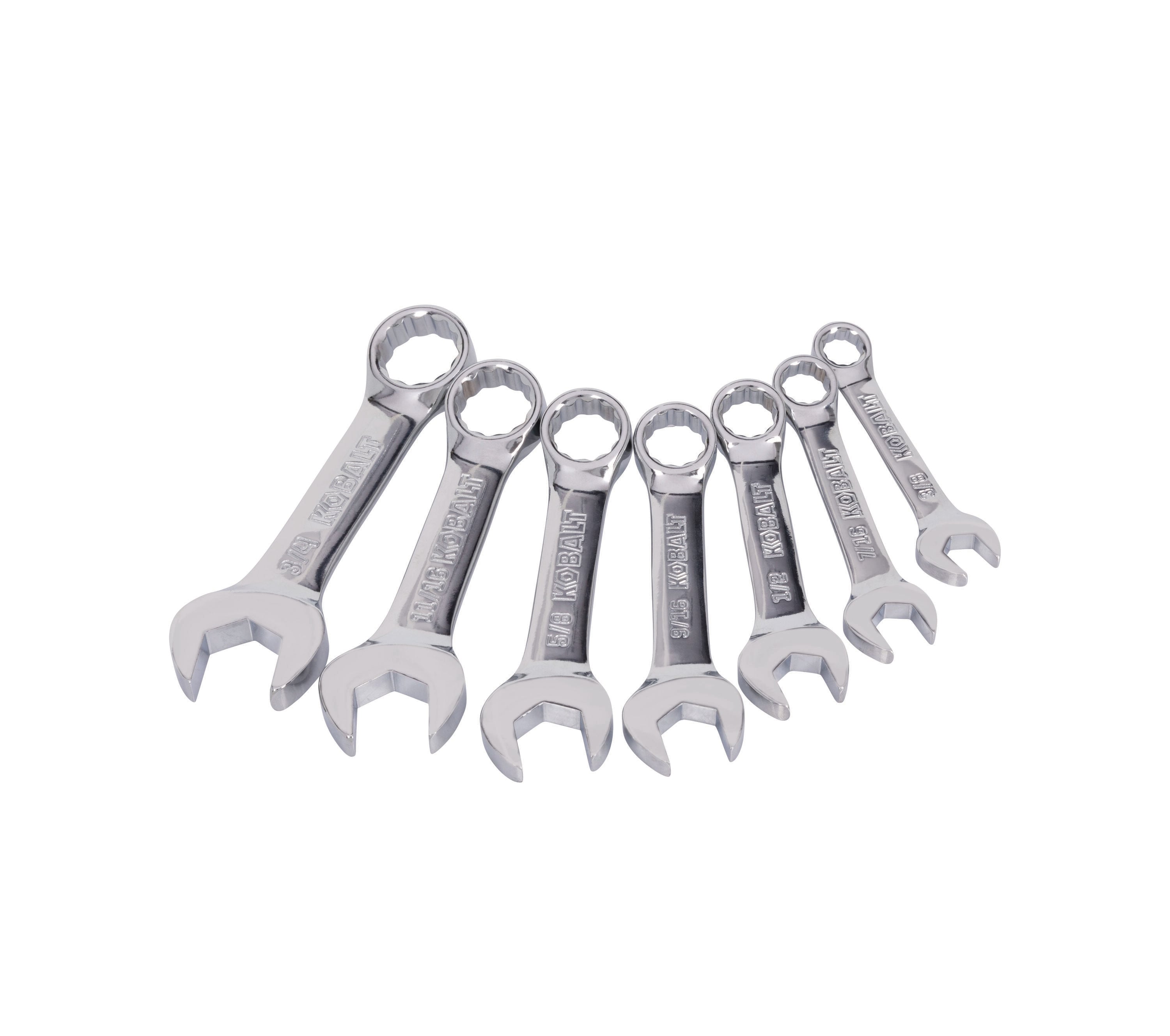 Juego de 7 piezas de llaves combinadas estándar de 12 puntos (SAE) Kobalt que incluye estuche resistente 53161