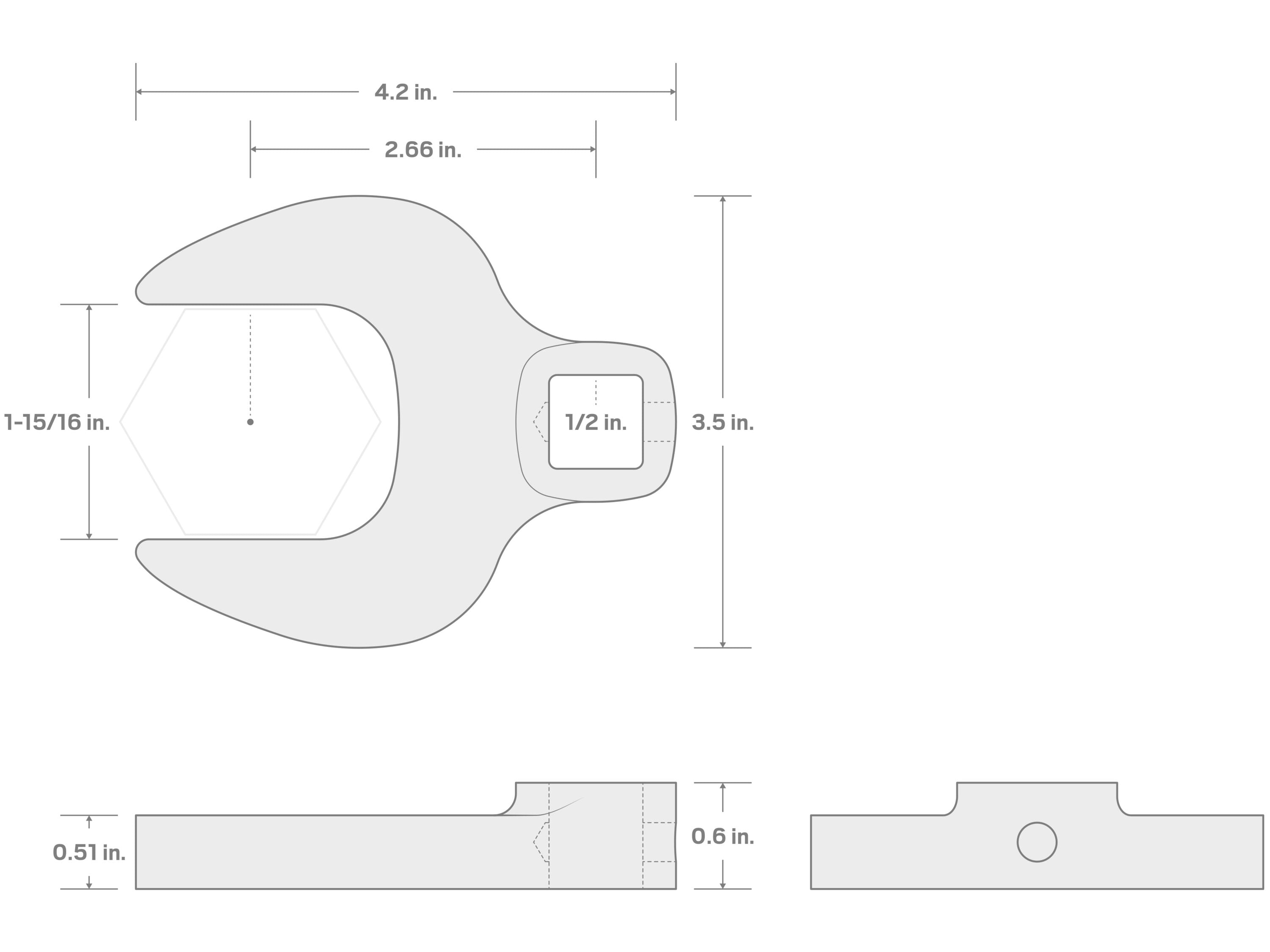 Llave de boca abierta TEKTON 1-15/16 pulgadas estándar (SAE) sin estuche