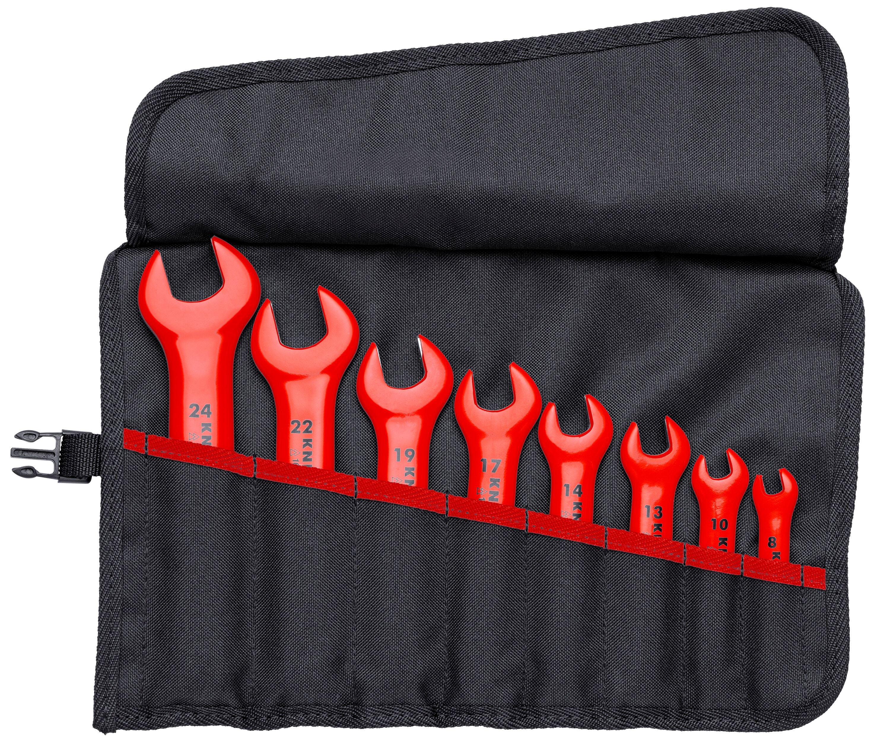 KNIPEX Juego de 8 piezas de llaves de caja métricas estándar de 1-1/16 pulgadas de 8 puntos incluye estuche suave 98 99 13 S5