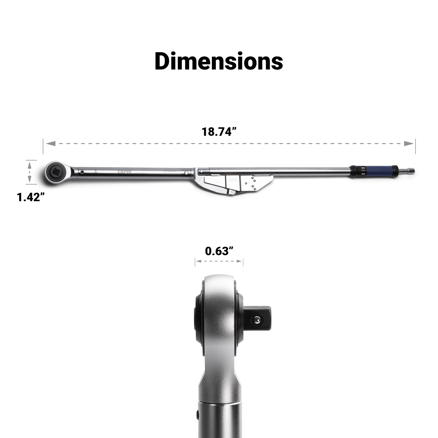 Llave de torsión micrométrica de 3/4 pulgadas de Capri Tools ( 150 libras-pie a 600 libras-pie ) CP31900-600FL
