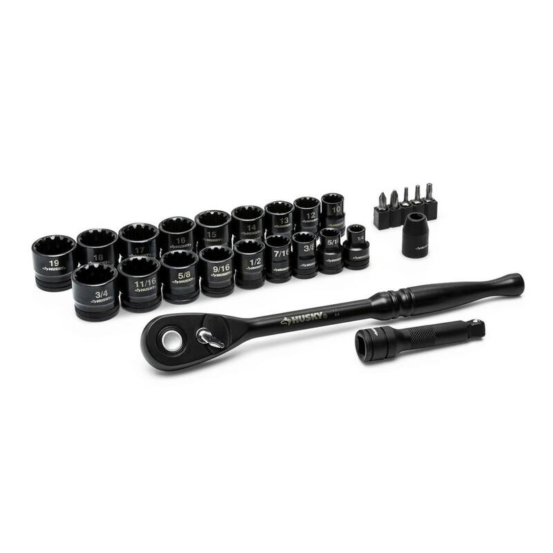 Juego de llaves de trinquete universales de 3/8 pulgadas de 100 posiciones Husky (26 piezas) - H1003D26SWS