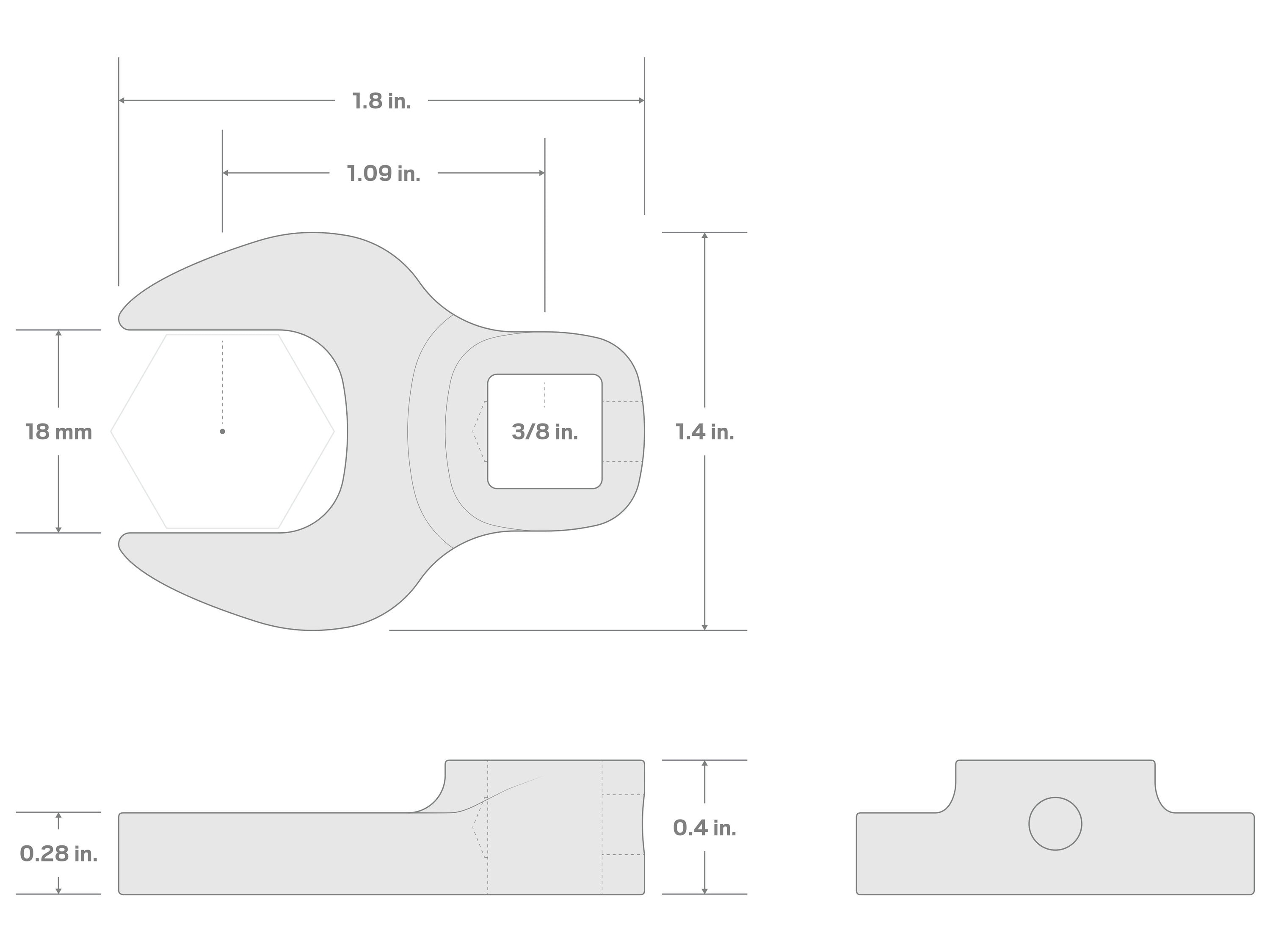 Llave ajustable de 18mm TEKTON métrica tipo llave fija (sin estuche) WCF14018