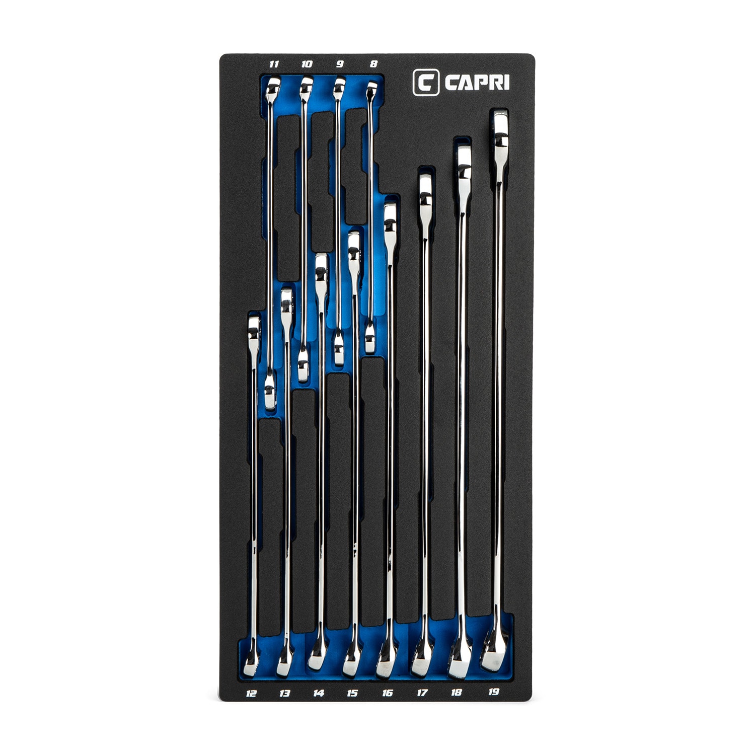 Juego de 12 llaves combinadas estándar métricas de 6 puntos Capri Tools (sin estuche) CP11750-12MT