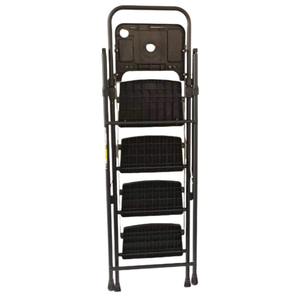 Escalera de 4 peldaños Siavonce con capacidad de 500 lb, plegable de acero negro XH54808
