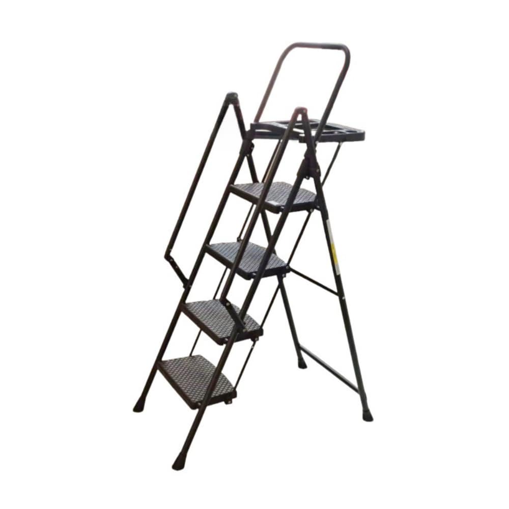 Escalera de 4 peldaños Siavonce con capacidad de 500 lb, plegable de acero negro XH54808