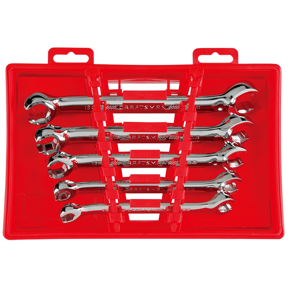 Juego de 5 piezas CRAFTSMAN Llaves de extremo abierto métricas de 6 puntos con casquillo incluye estuche rígido CMMT99333