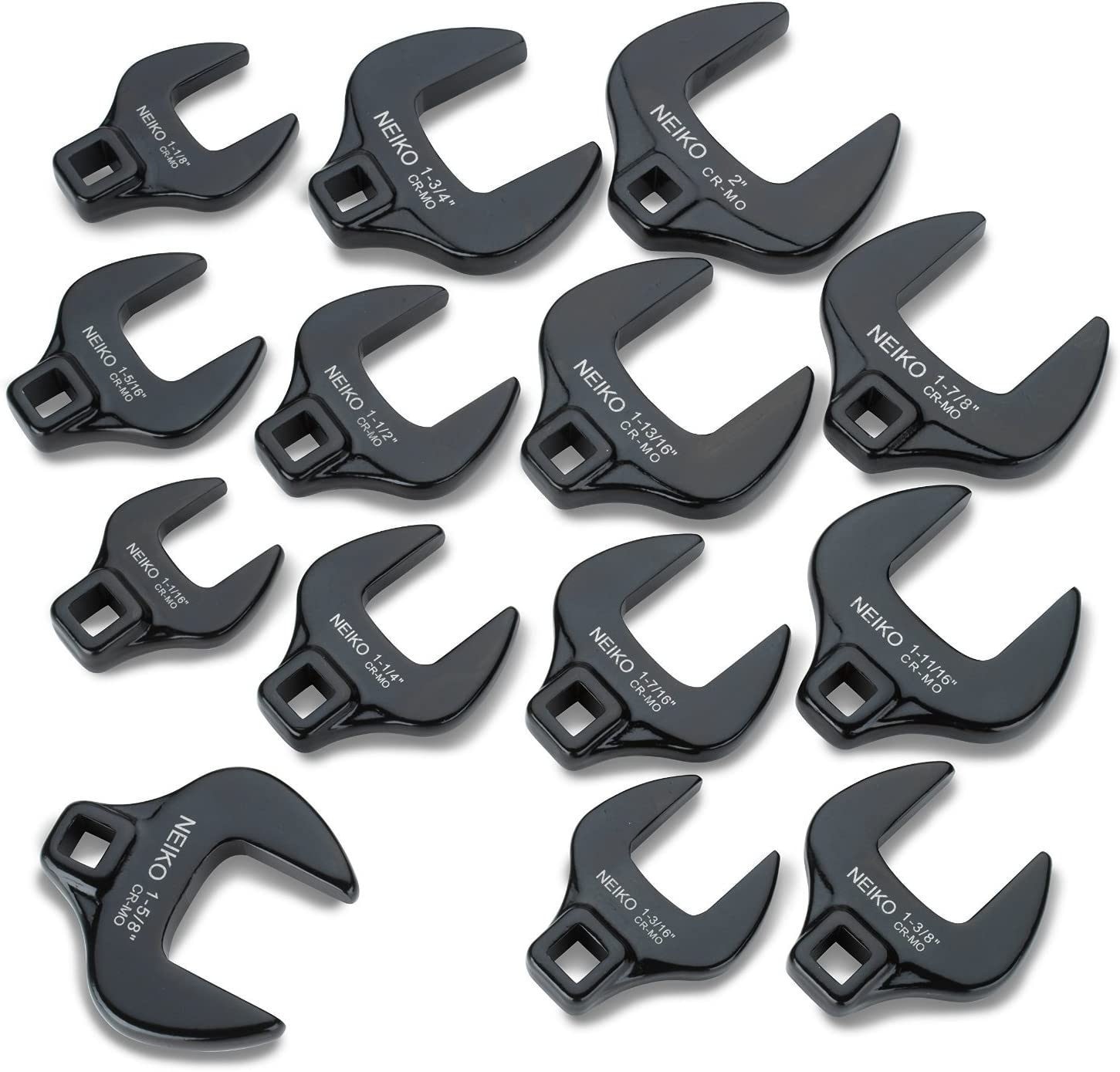 Juego de 14 piezas NEIKO estándar (SAE) Llave de boca jumbo crowfoot abierta Incluye estuche rígido 03325A