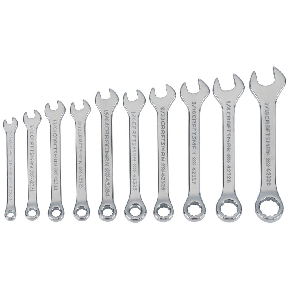 Juego de 10 piezas de llaves combinadas estándar de 12 puntos CRAFTSMAN (SAE) que incluye estuche suave - CMMT42319