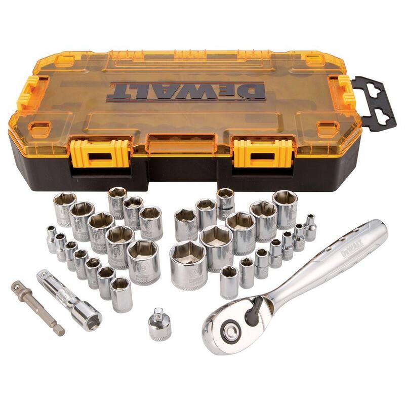 Juego de trinquete y dados de 1/4 y 3/8 pulgadas DEWALT (34 piezas) - DWMT73804