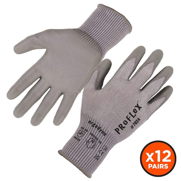 Proflex de Ergodyne ANSI A2 PU recubierto de guantes CR 12 pares, gris, talla XXL - 7024-12PR