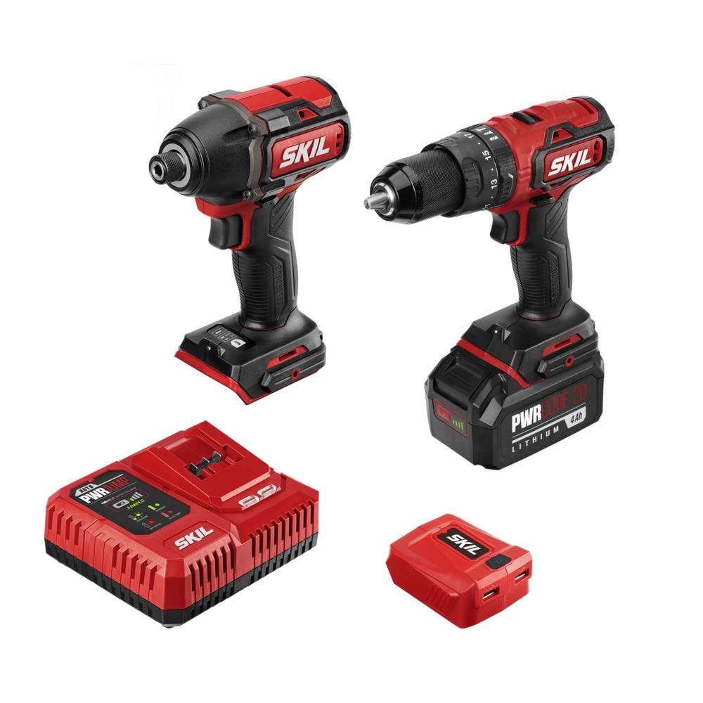 Kit de Combinación de Herramientas Eléctricas sin Escobillas SKIL PWR CORE de 20 voltios, 2 herramientas (1 batería y cargador incluidos) CB7487B-11