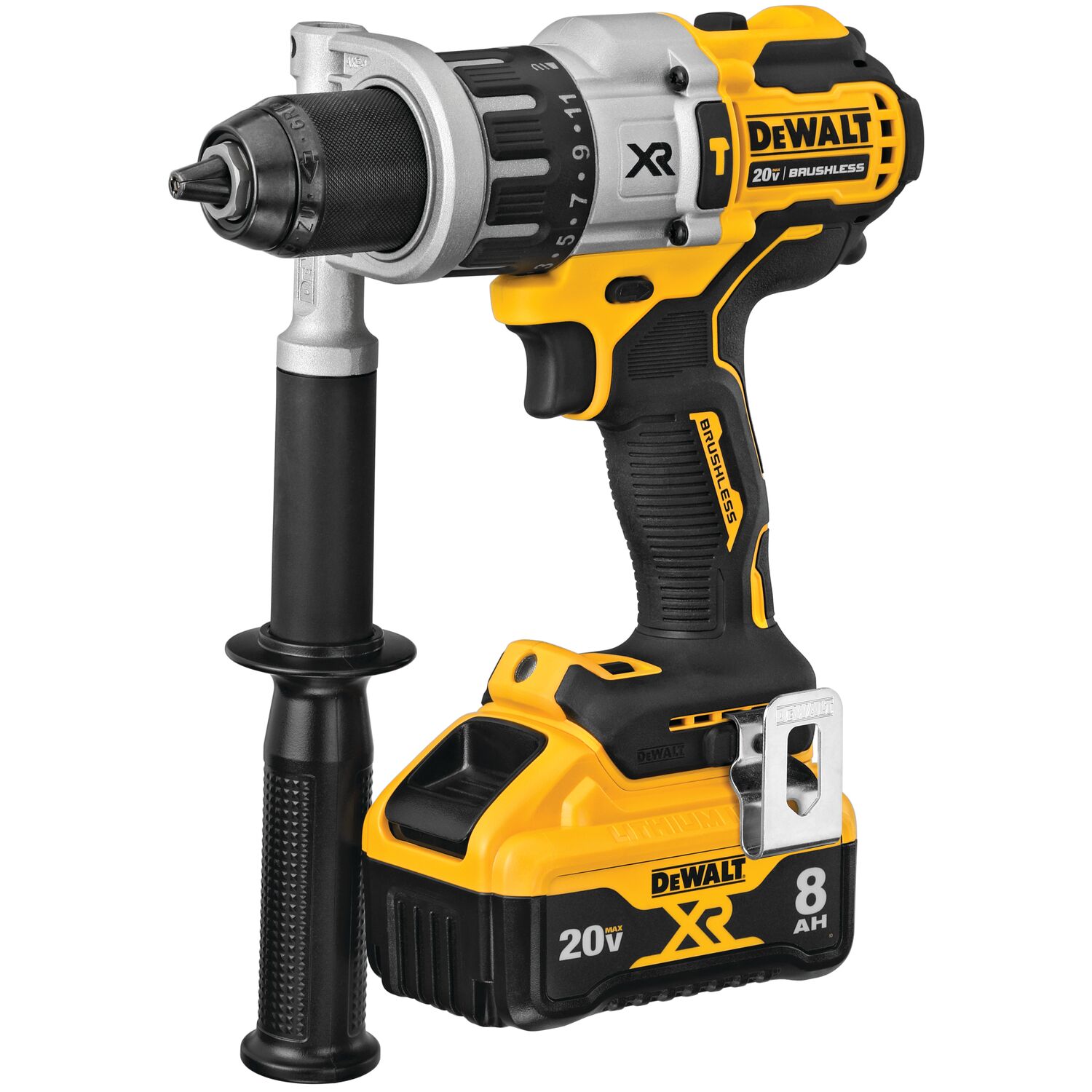 Taladro percutor inalámbrico DEWALT XR POWER DETECT 1/2 pulgadas 20 voltios max con velocidad variable sin escobillas híbrido - Capaz de martillo con batería 1 DCD998W1