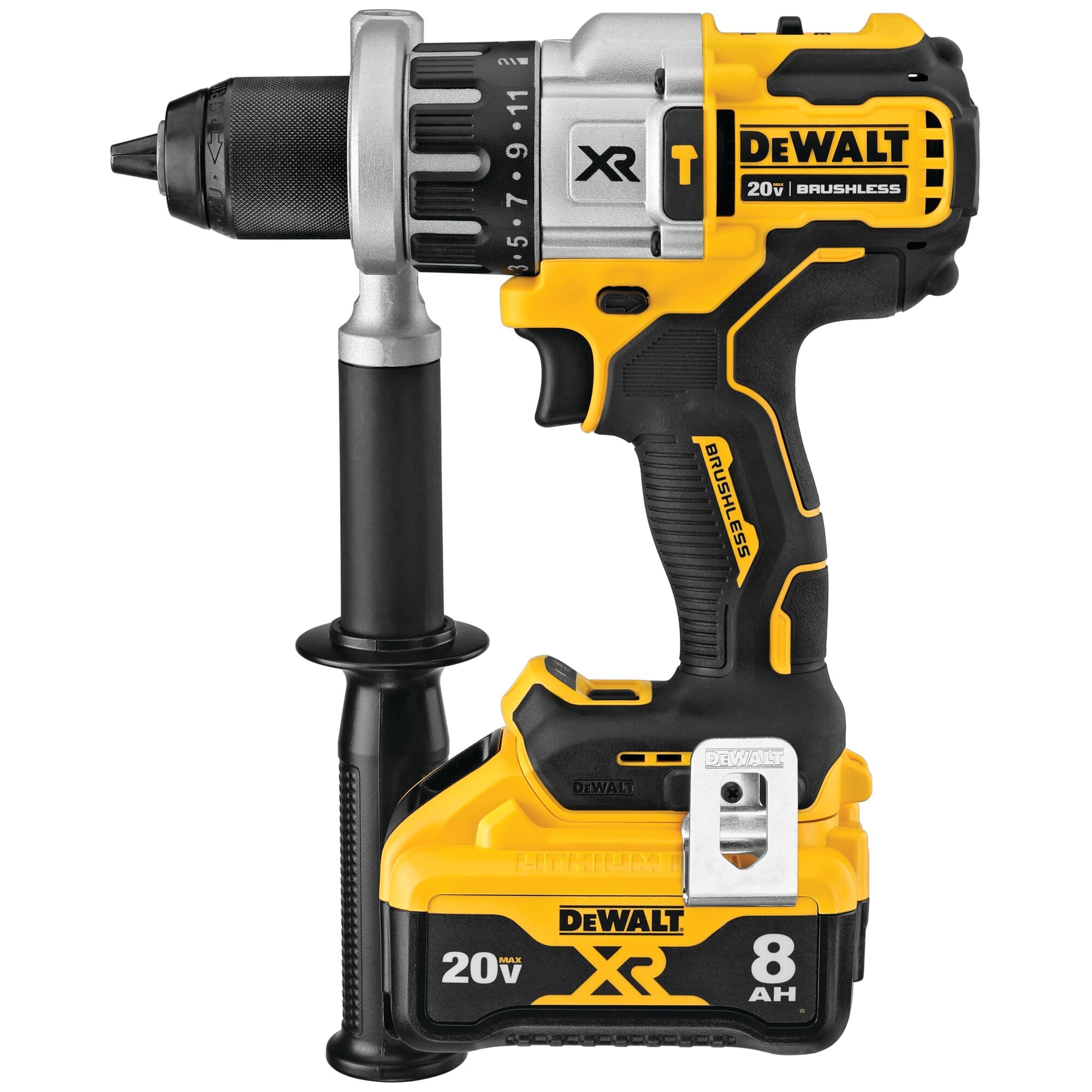 Taladro percutor inalámbrico DEWALT XR POWER DETECT 1/2 pulgadas 20 voltios max con velocidad variable sin escobillas híbrido - Capaz de martillo con batería 1 DCD998W1