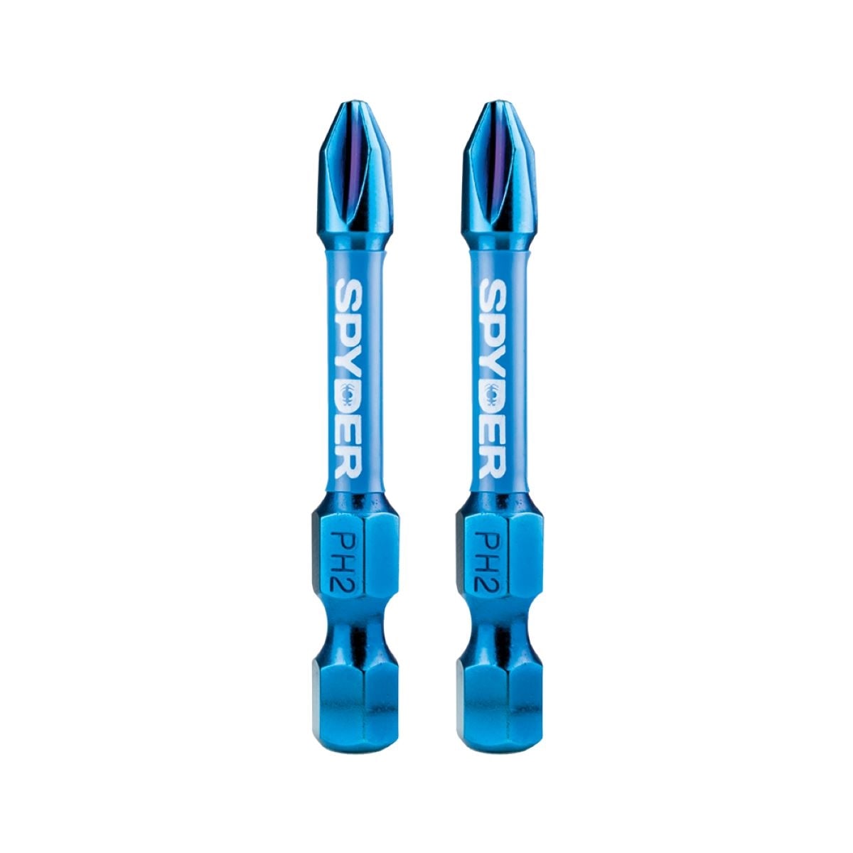 Punta de destornillador de impacto Phillips Spyder Mach-Blue PH2 1/4 pulgadas x 2 pulgadas 2 piezas 19046