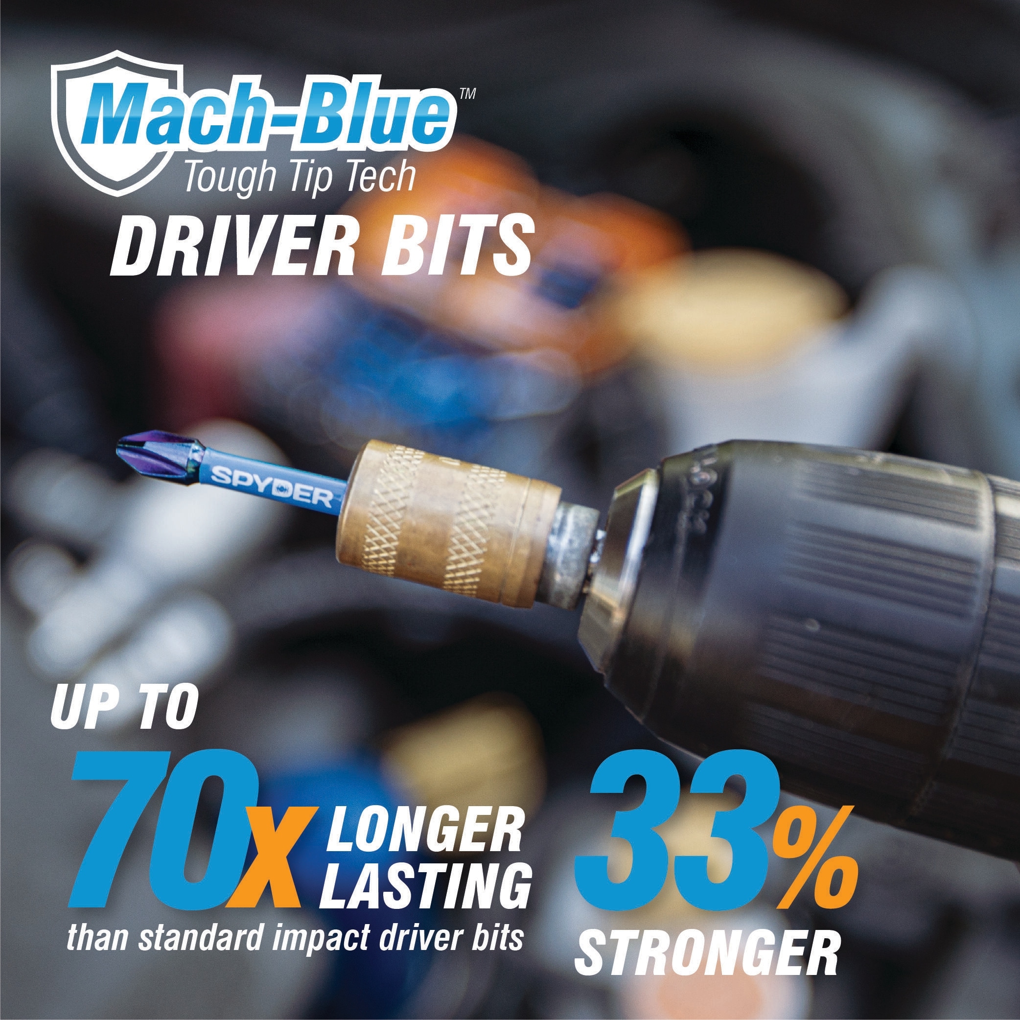 Juego de 7 piezas de puntas de destornillador de impacto Torx Spyder Mach-Blue de 1/4 pulg. x 1 pulg. 19067
