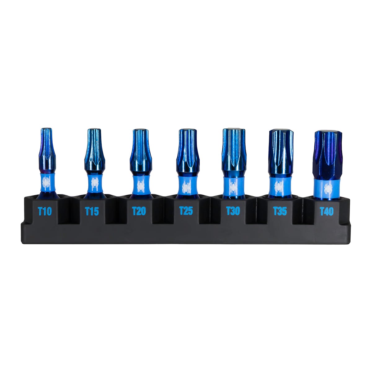 Juego de 7 piezas de puntas de destornillador de impacto Torx Spyder Mach-Blue de 1/4 pulg. x 1 pulg. 19067