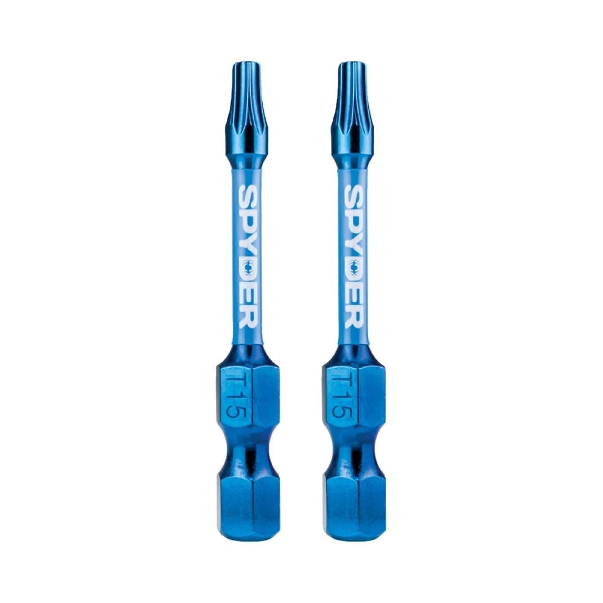 Punta de destornillador de impacto Torx Spyder Mach-Blue T15 1/4 pulgadas x 2 pulgadas 2 piezas 19052